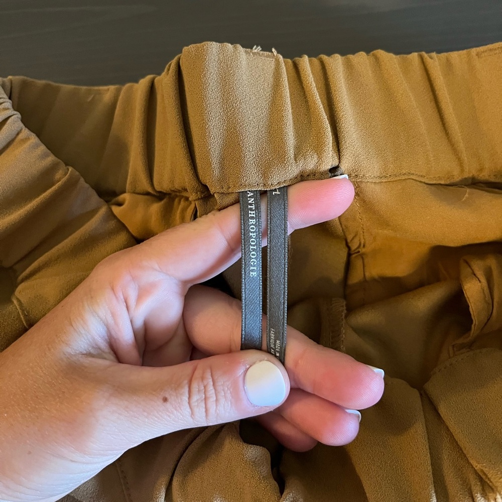 Anthropologie Wide-Leg Olive/Brown Pants - Picture 7 of 8